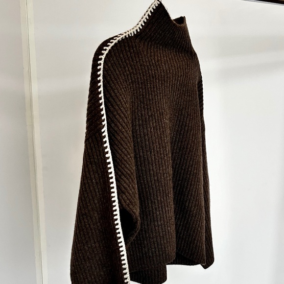 rag & bone Ingrid Wool Leather-Trim Turtleneck Sweater - Picture 10 of 10